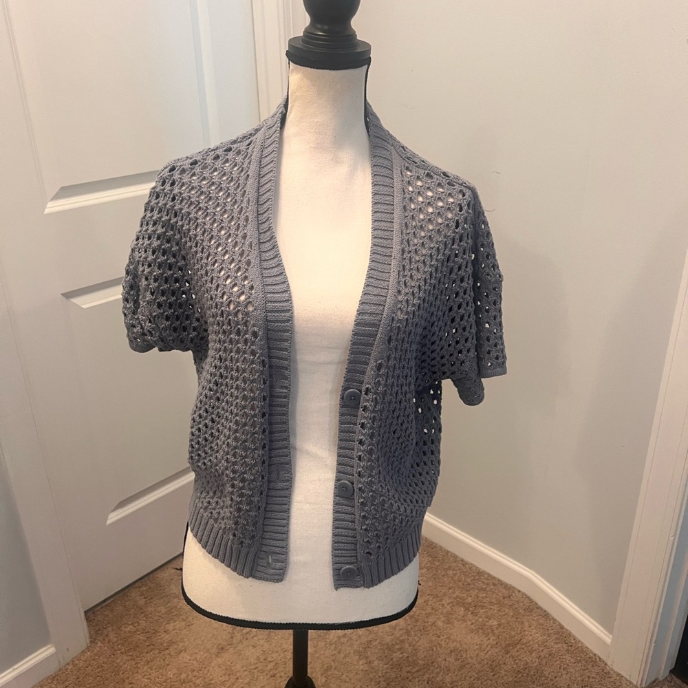 Splendid Collection Open Knit Cardigan XS Gray 100% Cotton NWOT